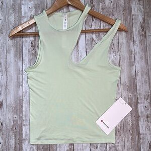 Lululemon Tank Top sz 0 Shoulder Cut Out Yoga Kohlrabi Green Running Athletic